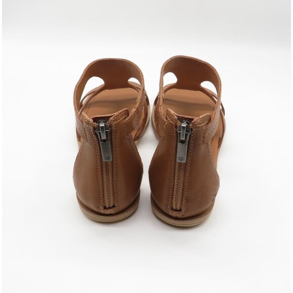 Lucky Brand Tan Leather Gladiator Sandals With Back Zipper Closure Size 8.5 - Picture 4 of 8
